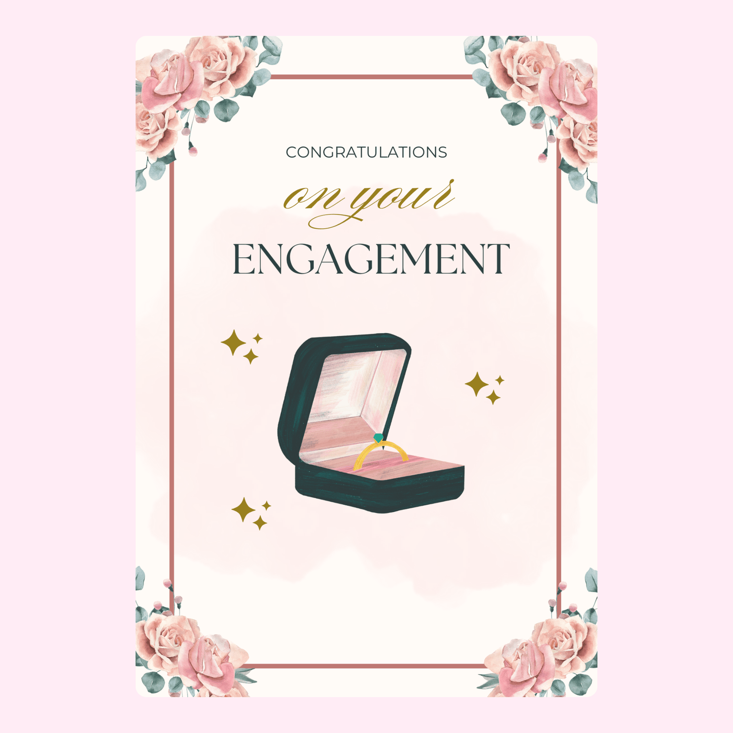 Engagement card with ring, congratulations