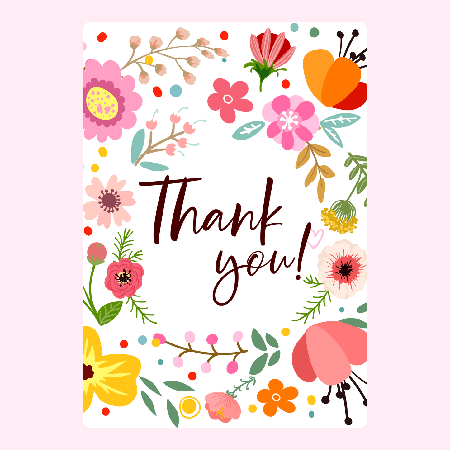 Thank you card with floral border