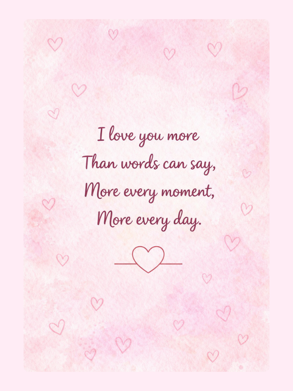 I Love You More Every Day Cake Card, Valentine's Day