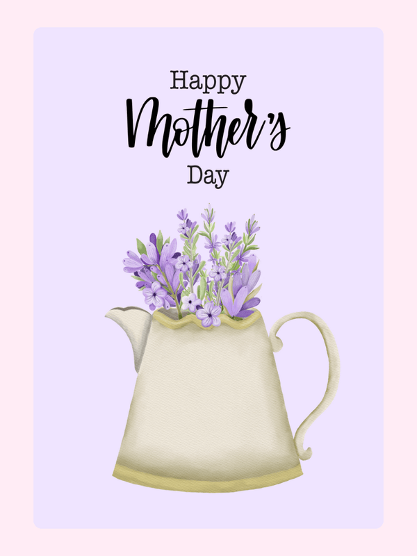 Mother's Day card with flowers in a pitcher