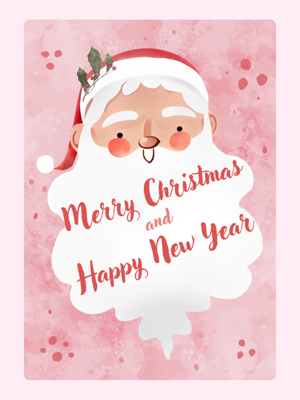 Pink Santa Cake Card, Christmas