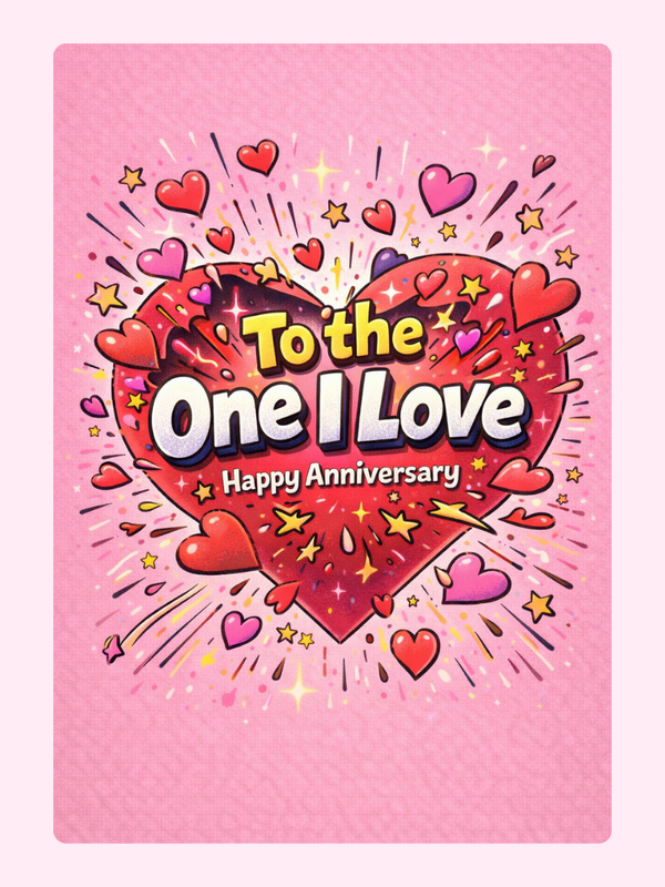 Heart Burst To The One I Love Anniversary Cake Card letterbox cake card with freshly baked cake slices