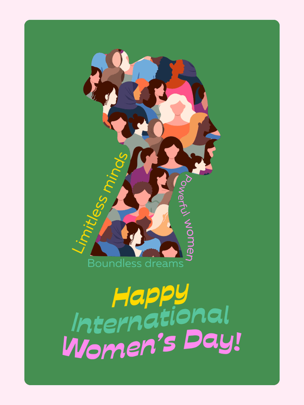 International Women's Day graphic with women's faces