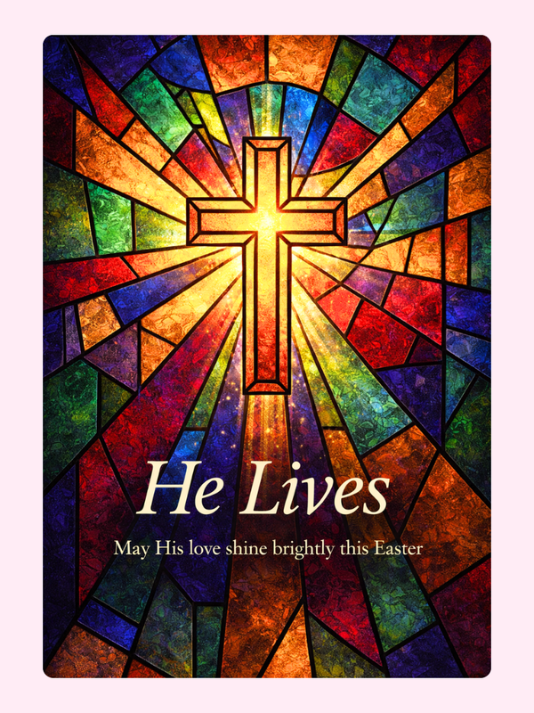 He Lives Stained Glass Cake Card, Easter