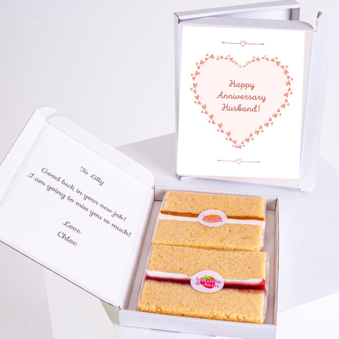 Letterbox treat gift with anniversary message for husband