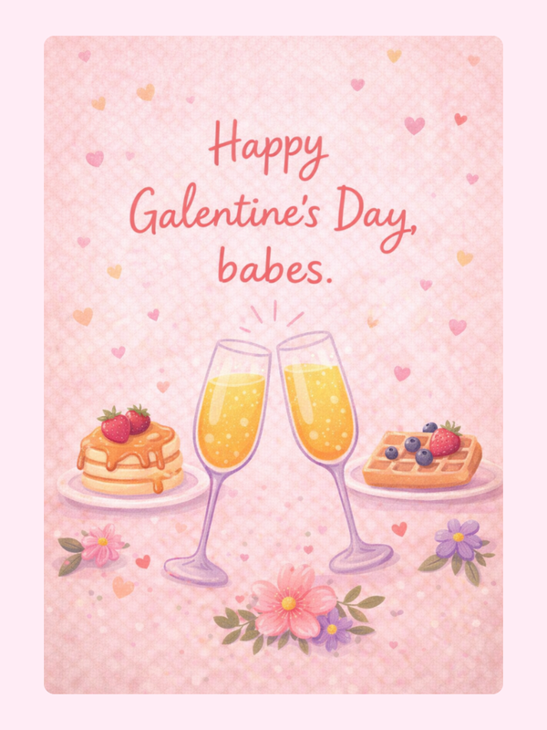 Galentine's Day Babes Brunch Cake Card, for kids