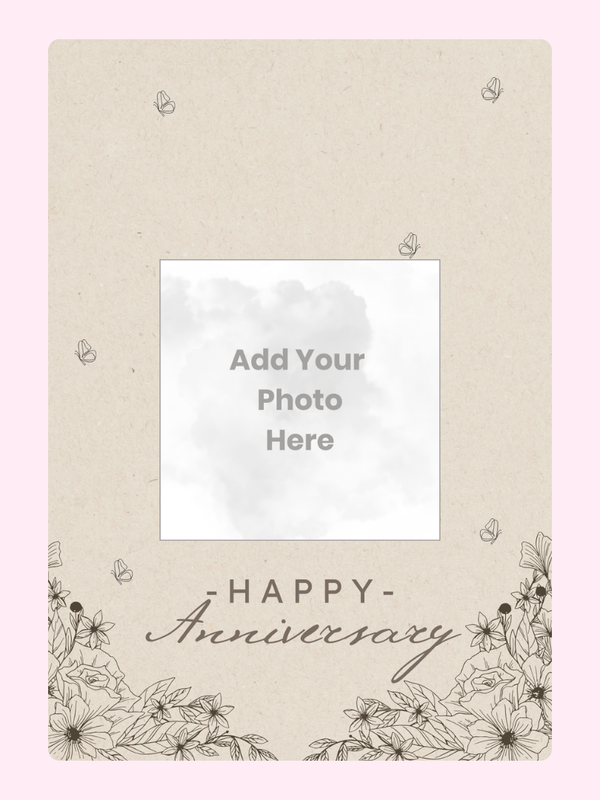 Botanical Line Photo Upload Anniversary Cake Card letterbox cake card with freshly baked cake slices
