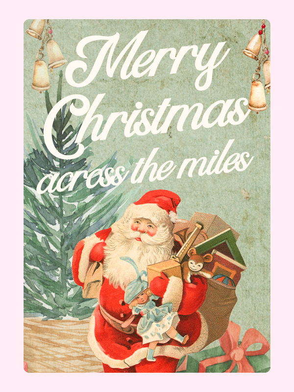 Santa, Across the Miles Cake Card, thinking of you
