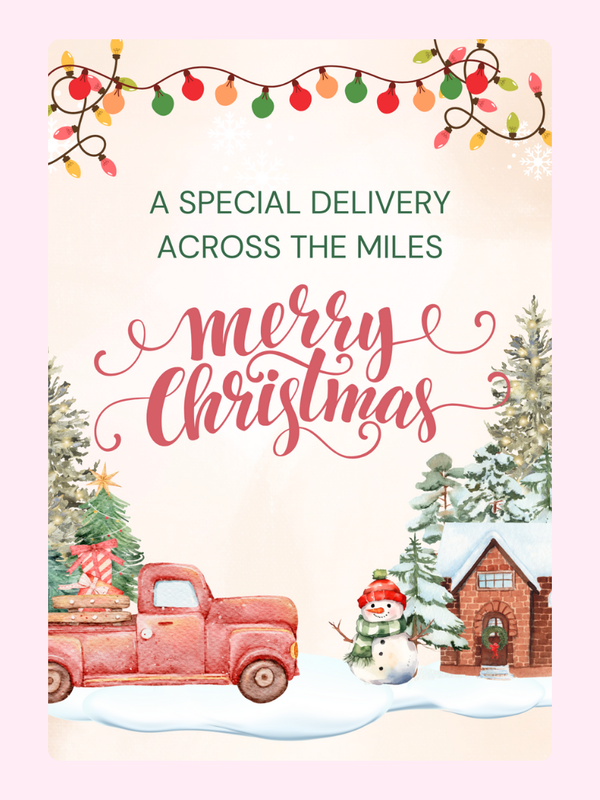 A Special Delivery letterbox cake card with freshly baked cake slices