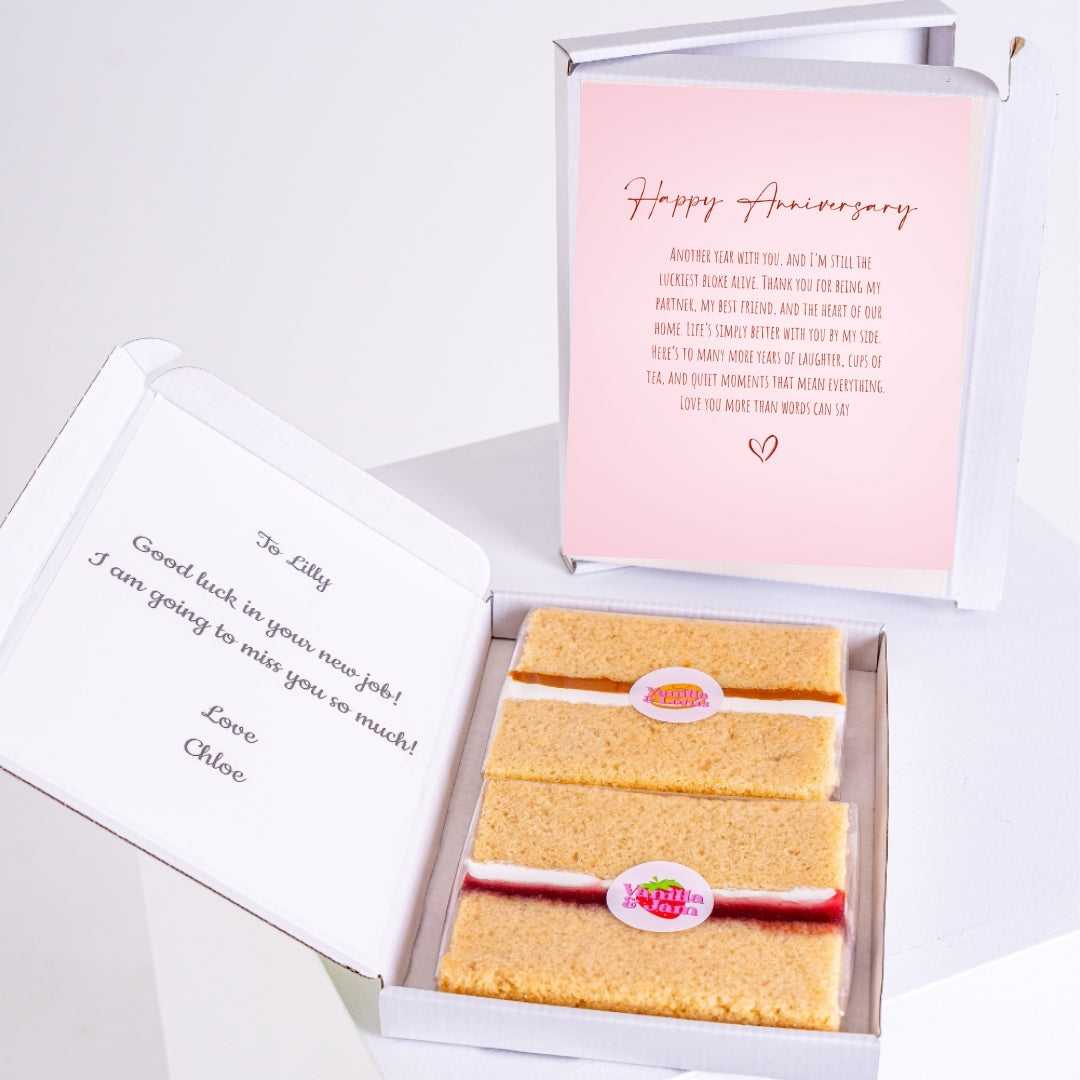 Anniversary gift box for wife with heartfelt message and treats