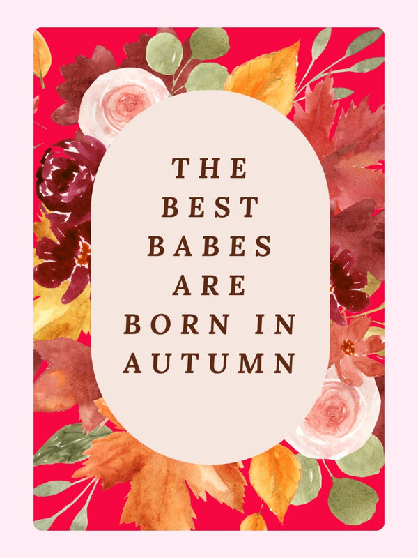 Autumn birthday design with floral artwork.