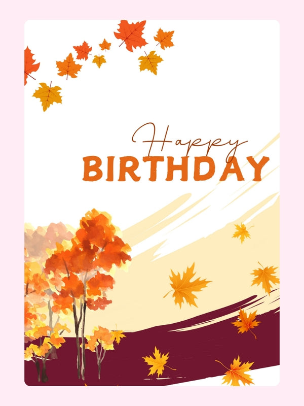 Autumn trees birthday design.