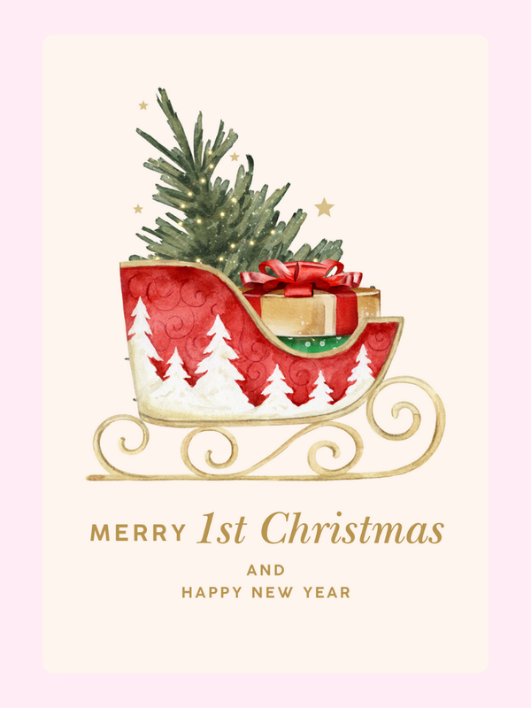 Merry 1st Christmas Cake Card