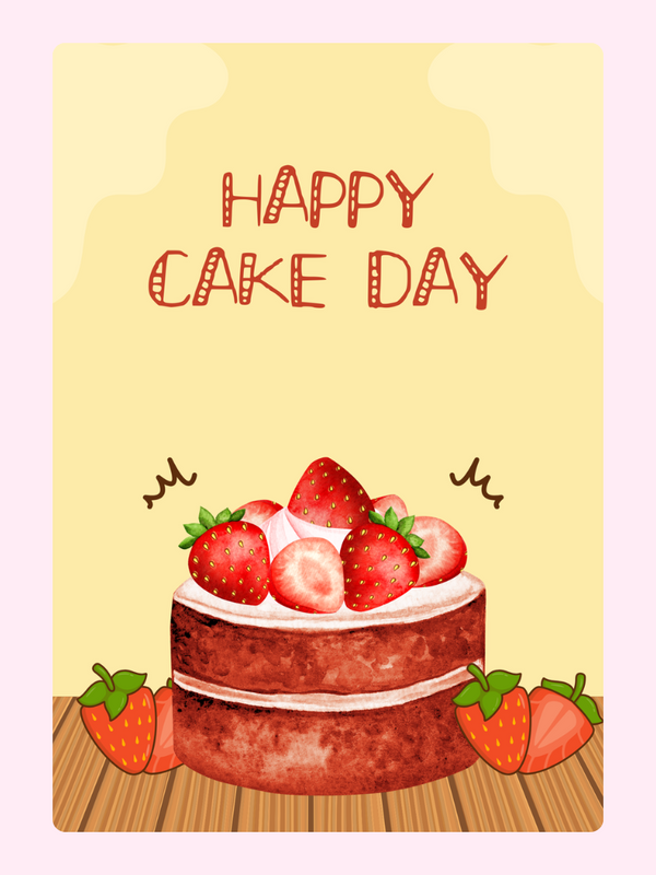 Happy Cake Day cake with strawberries