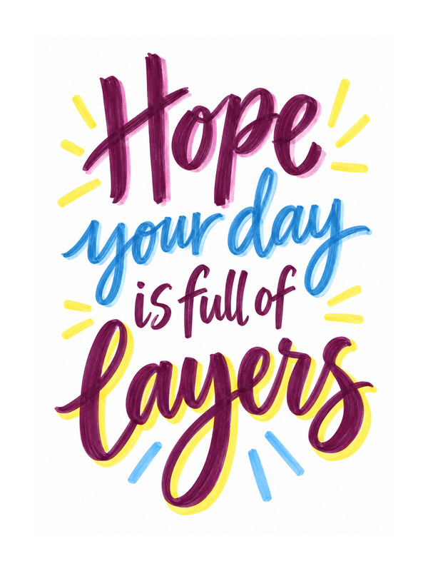 Full Of Layers Birthday cake card by MailBakes, Hope your day is full of layers in marker and ink