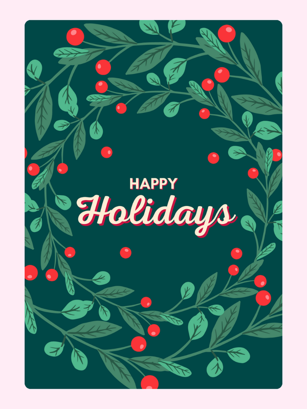 Green Happy Holidays Cake Card, Christmas