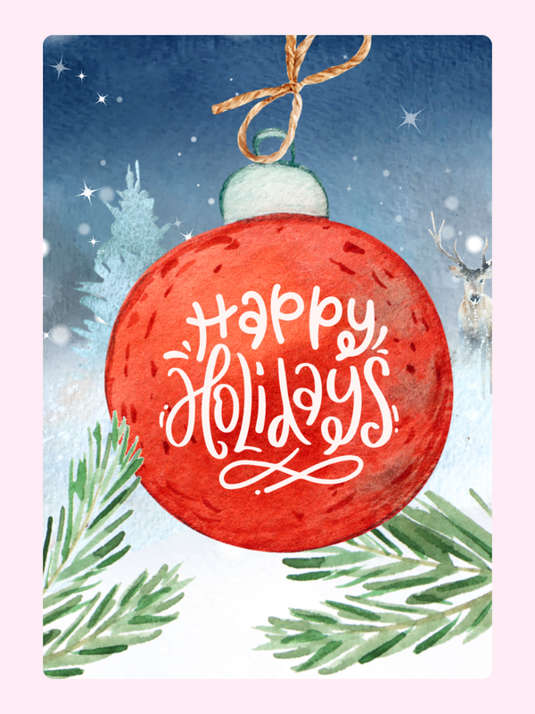 Happy Holidays Red Bauble Cake Card, Christmas