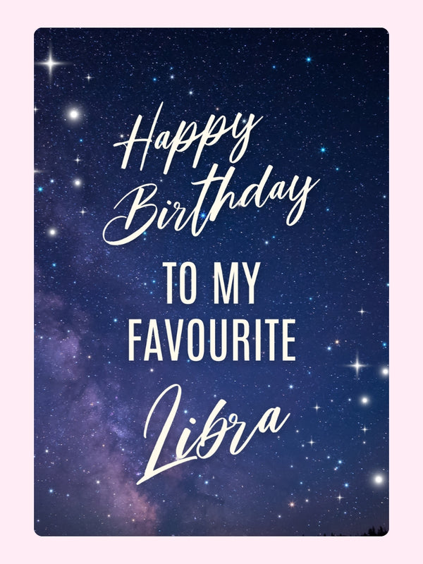 Happy Birthday Libra with starry background
