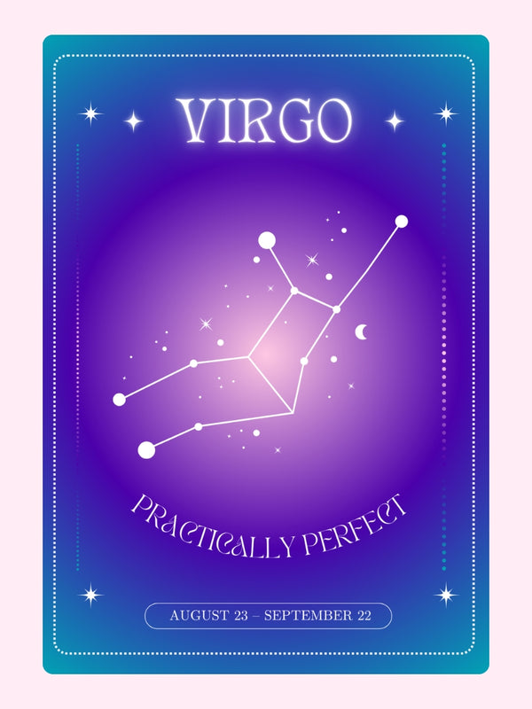 Happy Birthday Virgo with constellation and message.