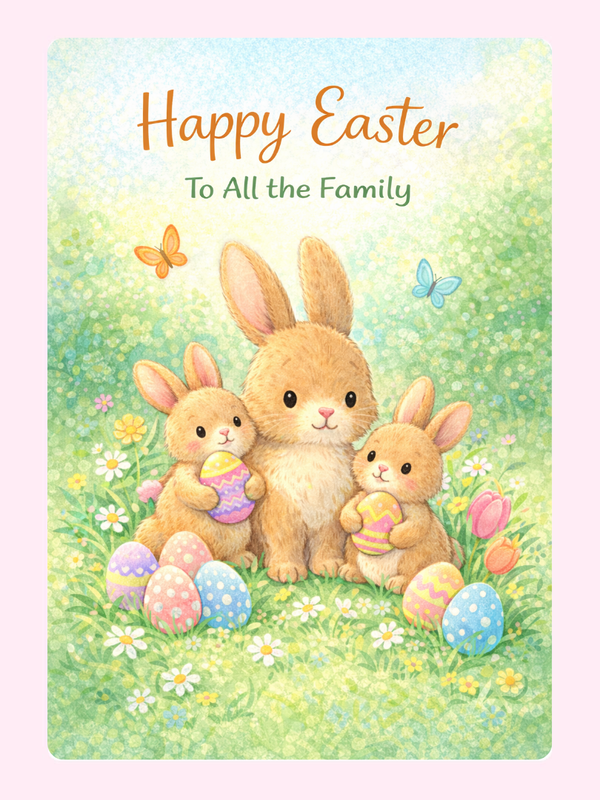 Family Easter Cake Card, for kids