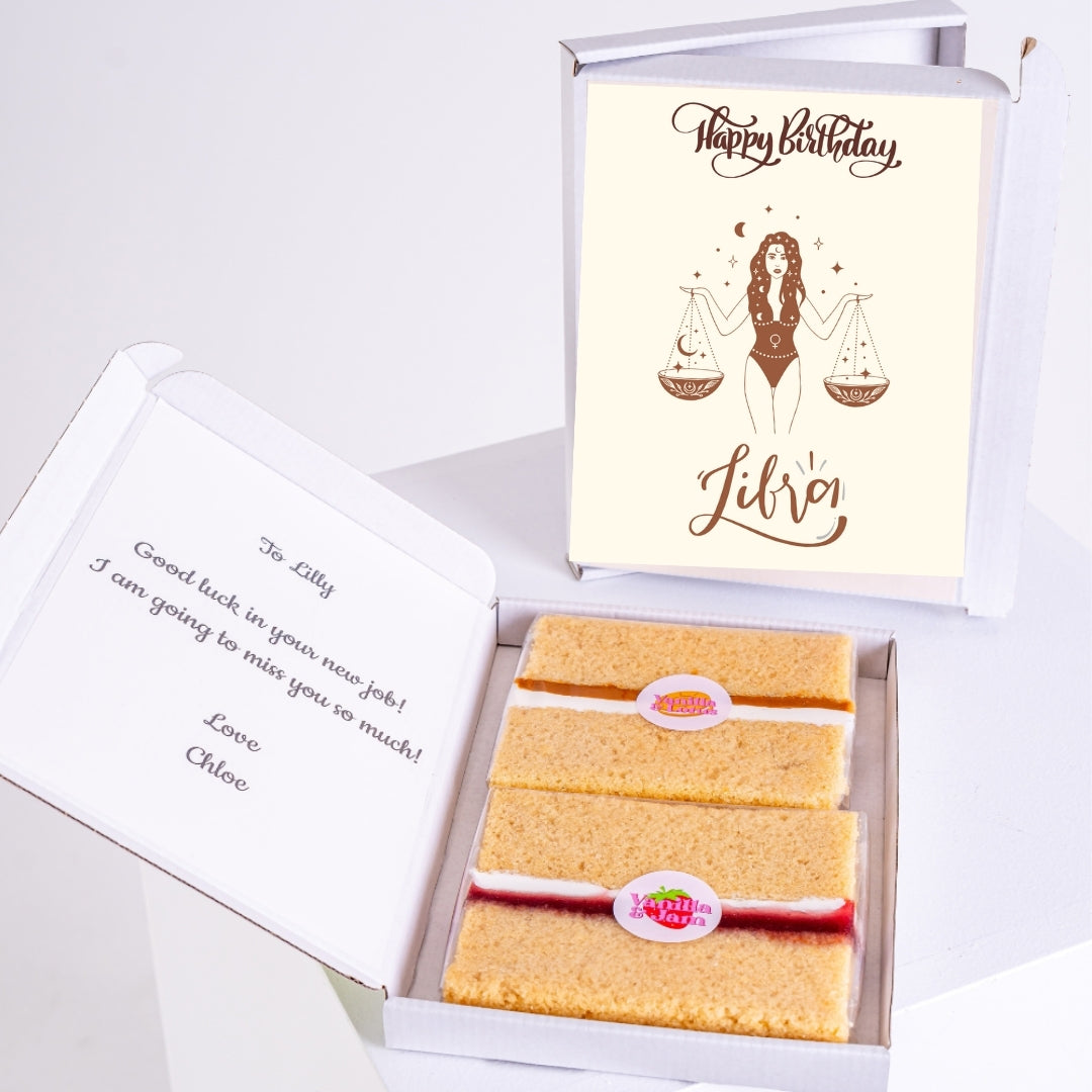 Libra birthday gift with illustrated woman and personalized message