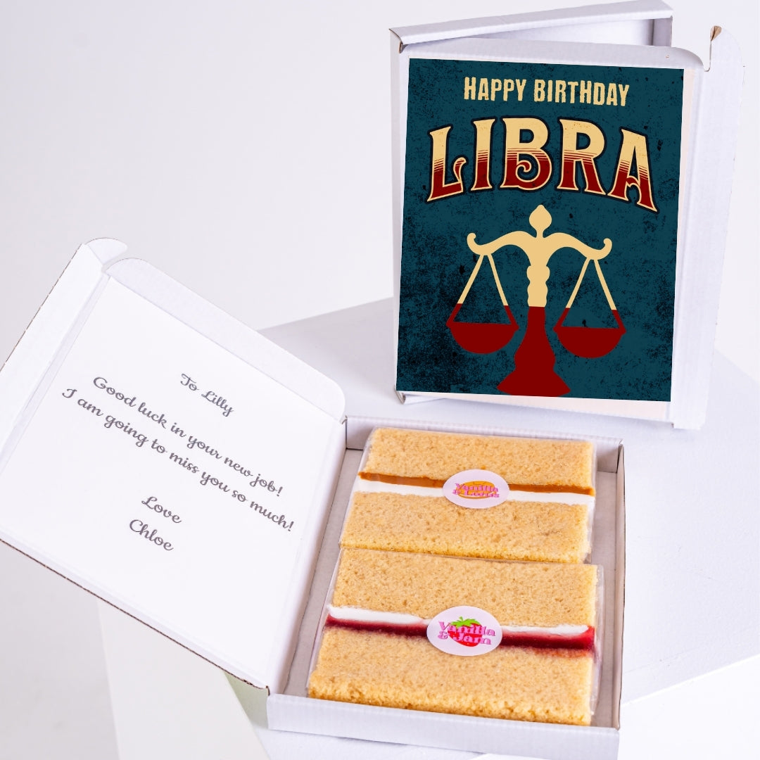Libra birthday gift with vintage scales and personalised message