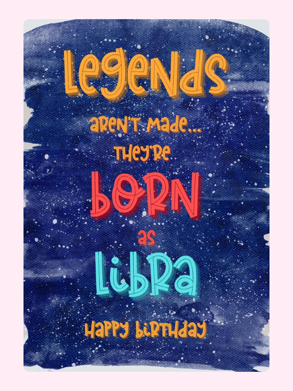 Libra birthday with “Born as Libra” colorful.