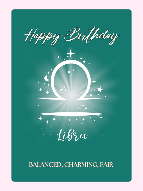 Charming Libra Birthday Cake Card