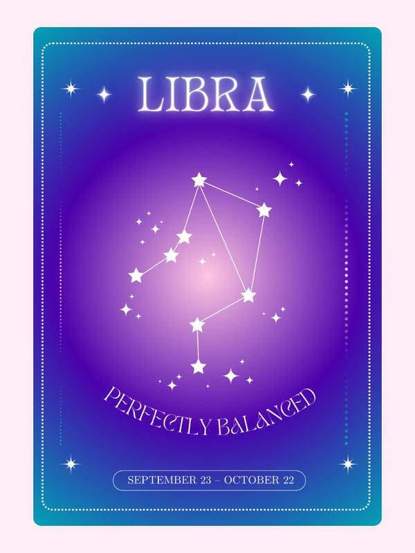 Libra constellation with "Perfectly Balanced" text.