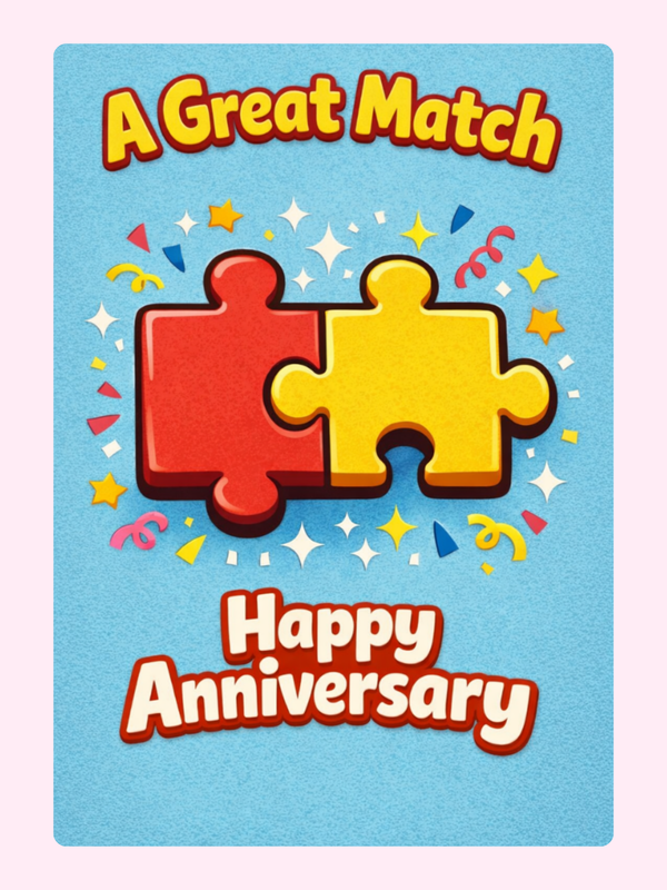 A Great Match Jigsaw Funny Anniversary Cake Card letterbox cake card with freshly baked cake slices