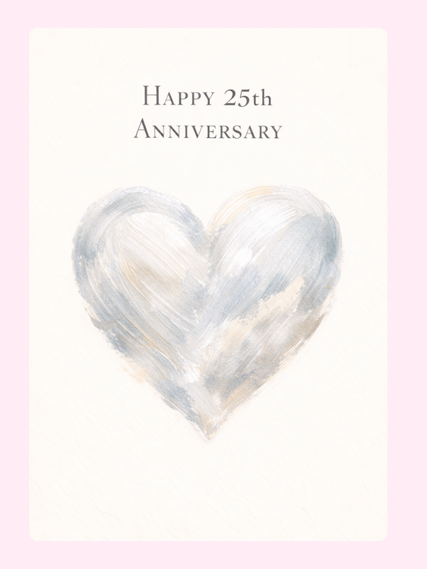 Silver Heart 25th Anniversary Cake Card letterbox cake card with freshly baked cake slices