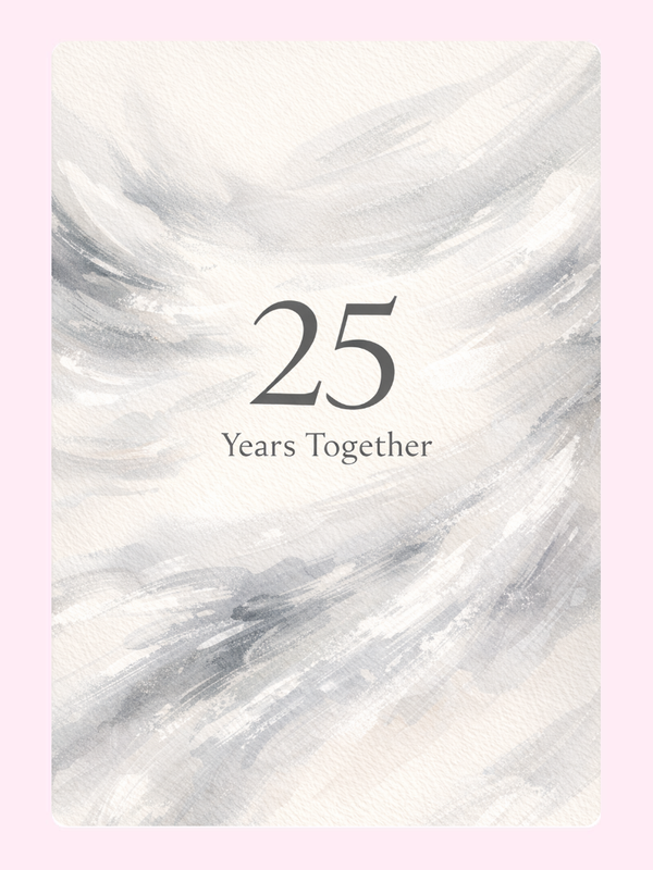 25 Years Together Silver Anniversary Cake Card letterbox cake card with freshly baked cake slices