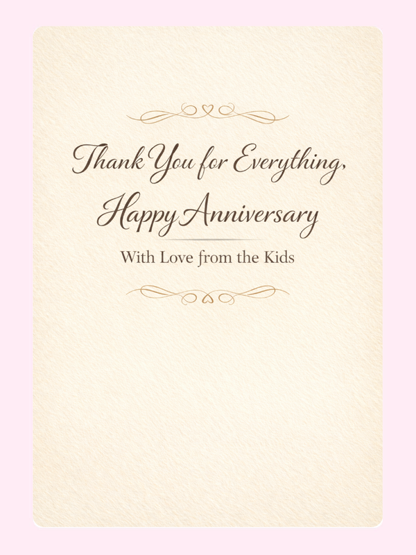 Thank You For Everything From The Kids Anniversary Cake Card letterbox cake card with freshly baked cake slices