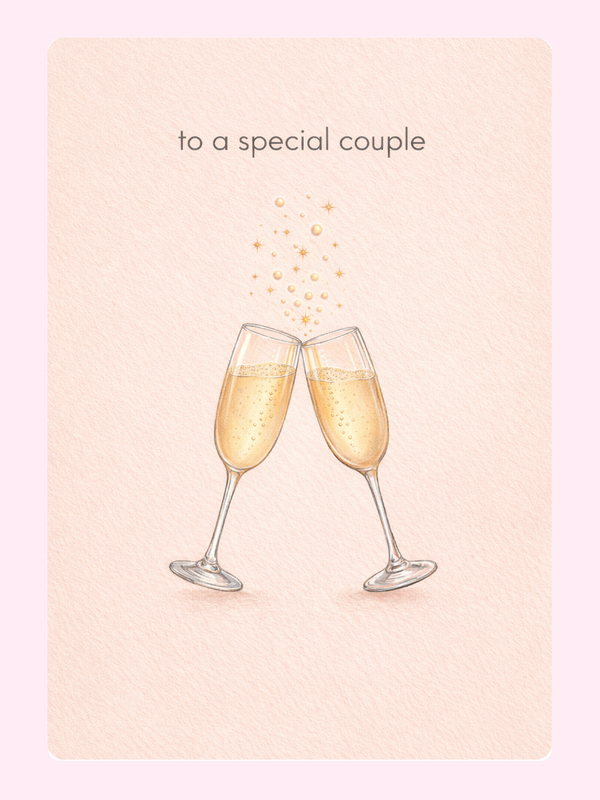 Champagne Flutes To A Special Couple Anniversary Cake Card letterbox cake card with freshly baked cake slices