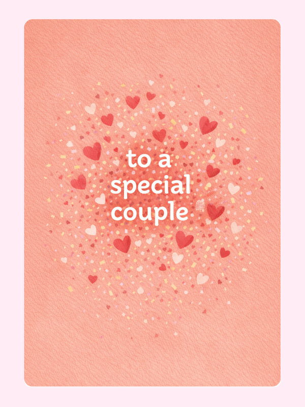 Hearts Confetti To A Special Couple Anniversary Cake Card letterbox cake card with freshly baked cake slices