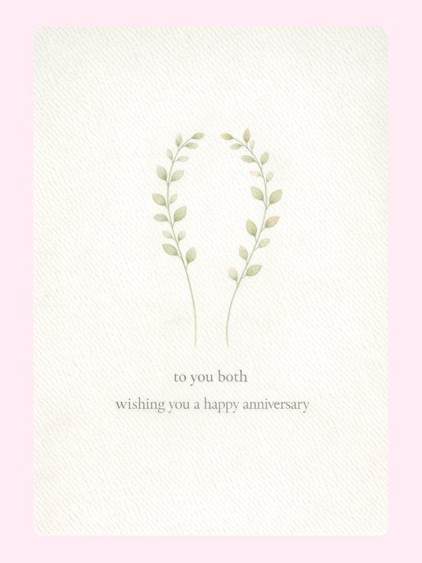 Two Stems To You Both Anniversary Cake Card letterbox cake card with freshly baked cake slices
