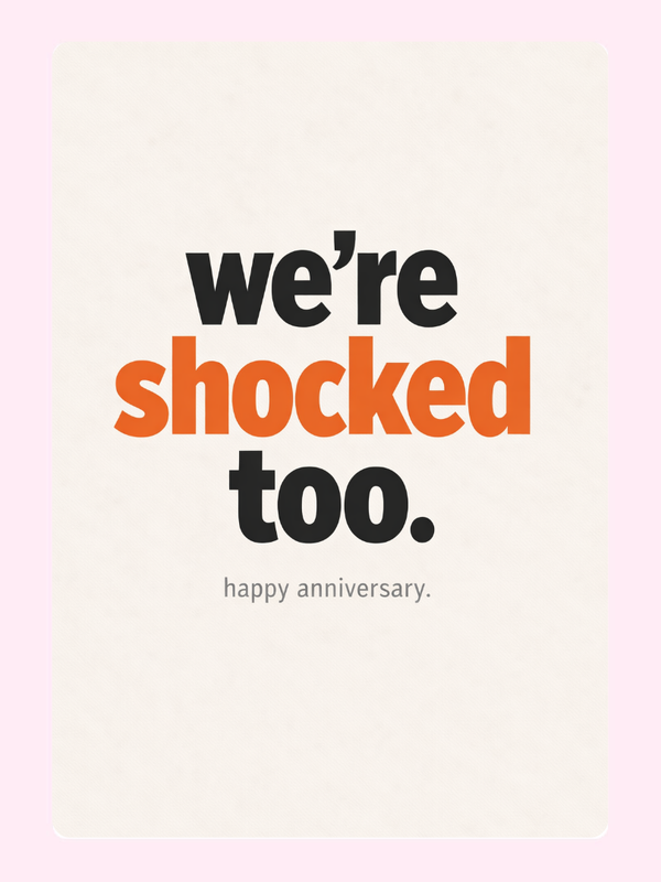 We're Shocked Too Funny Anniversary Cake Card letterbox cake card with freshly baked cake slices