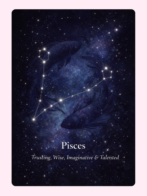 Pisces Constellation Birthday Cake Card