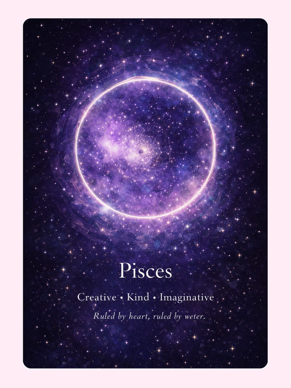 Pisces Moonlight Birthday Cake Card