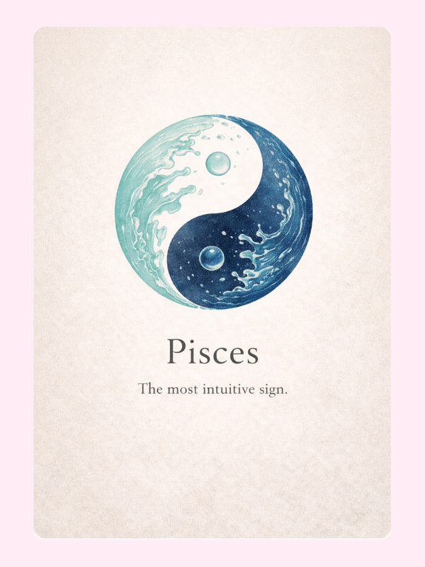 Pisces Yin Yang Birthday Cake Card
