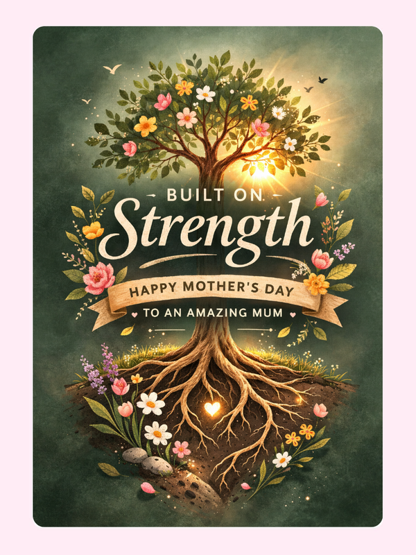 Built On Strength Tree Cake Card, for Mum