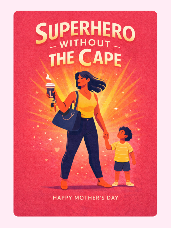Superhero Without The Cape Cake Card, for Mum