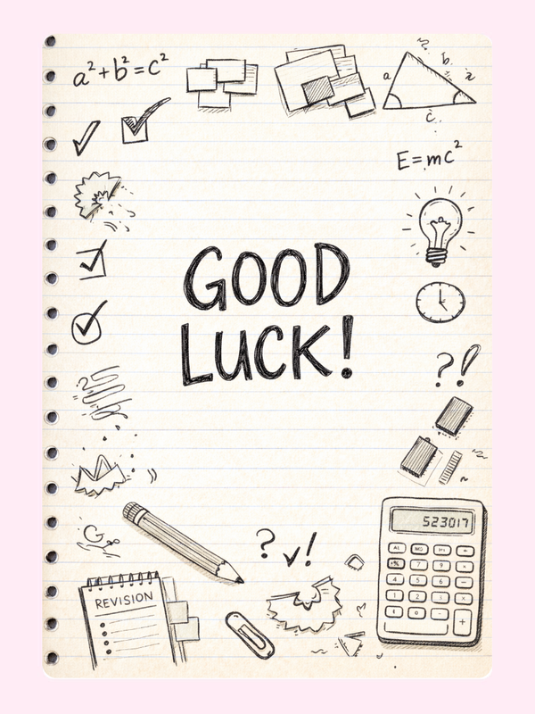 Revision Notepad Good Luck Cake Card