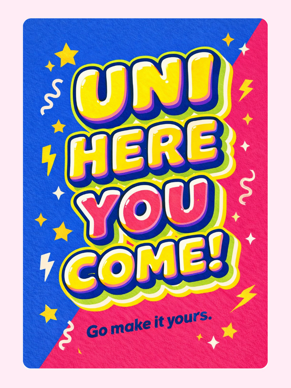 Uni Here You Come Cake Card, good luck