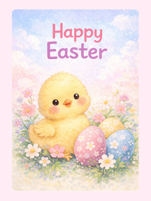 Sweet Easter Chick Cake Card, for kids