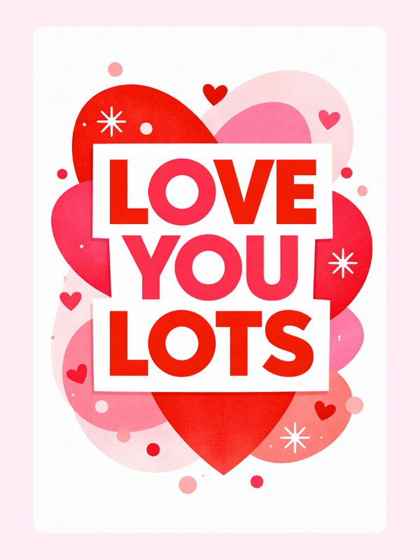 Love You Lots Sugar Heart Cake Card letterbox cake card with freshly baked cake slices