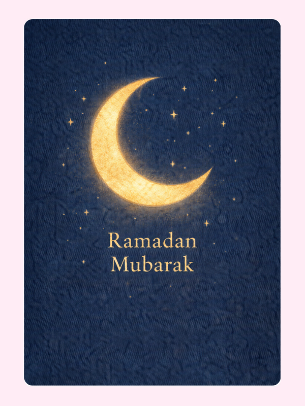 Ramadan Mubarak Golden Crescent Cake Card