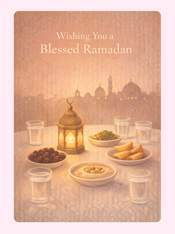 Blessed Ramadan Iftar Table Cake Card