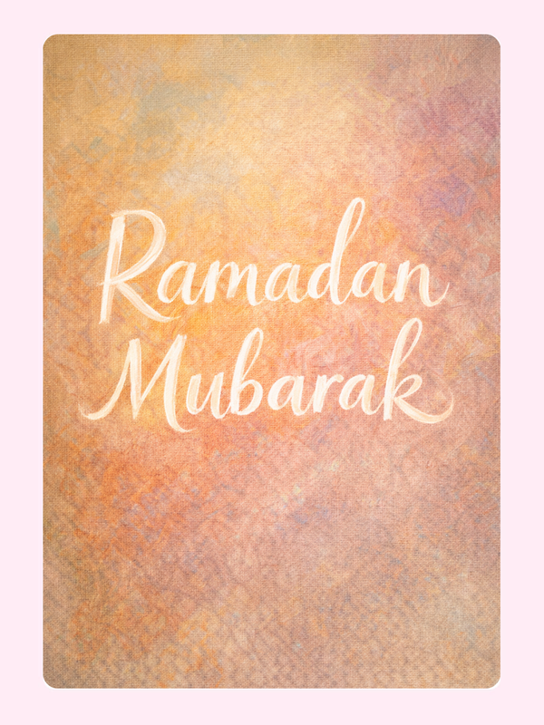 Ramadan Mubarak Painted Sunset Cake Card