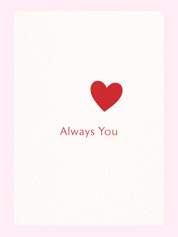 Always You letterbox cake card with freshly baked cake slices